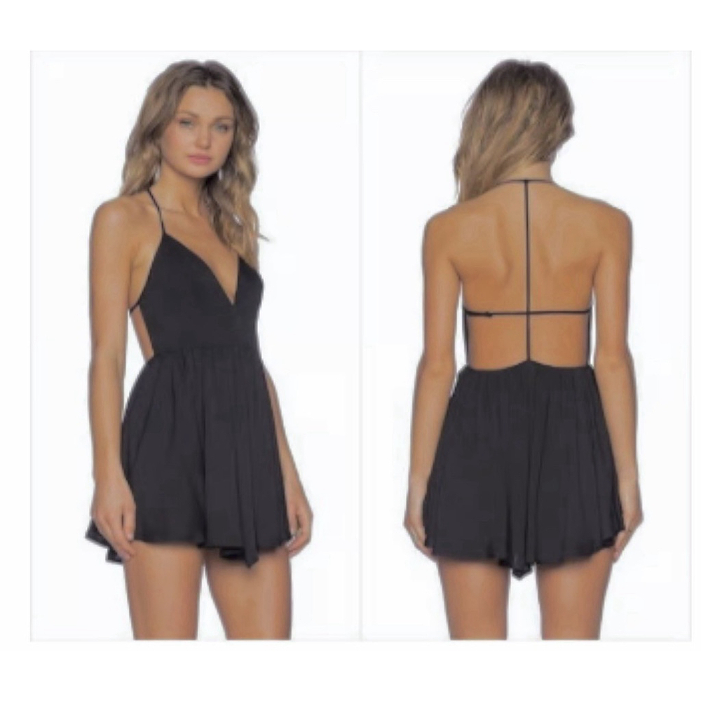 NBD Mini Baby Doll Dress Small Black Open Strappy Back Whimsigoth Witchy Sexy